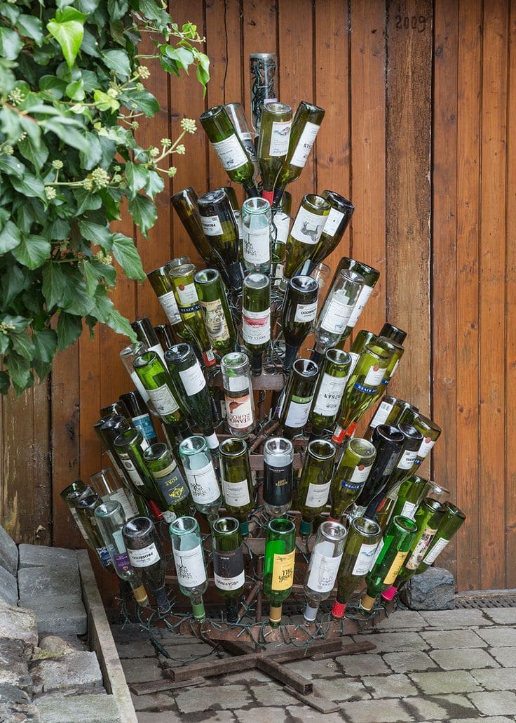 Rustic Wine Bottle Tree