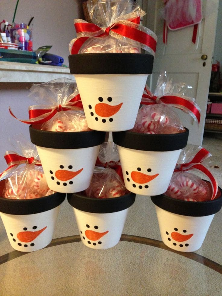 Snowy Snowman Candy Pots