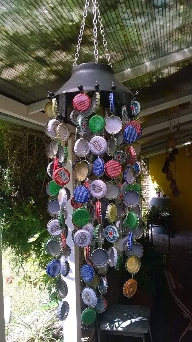 Vibrant Bottle Cap Wind Chime