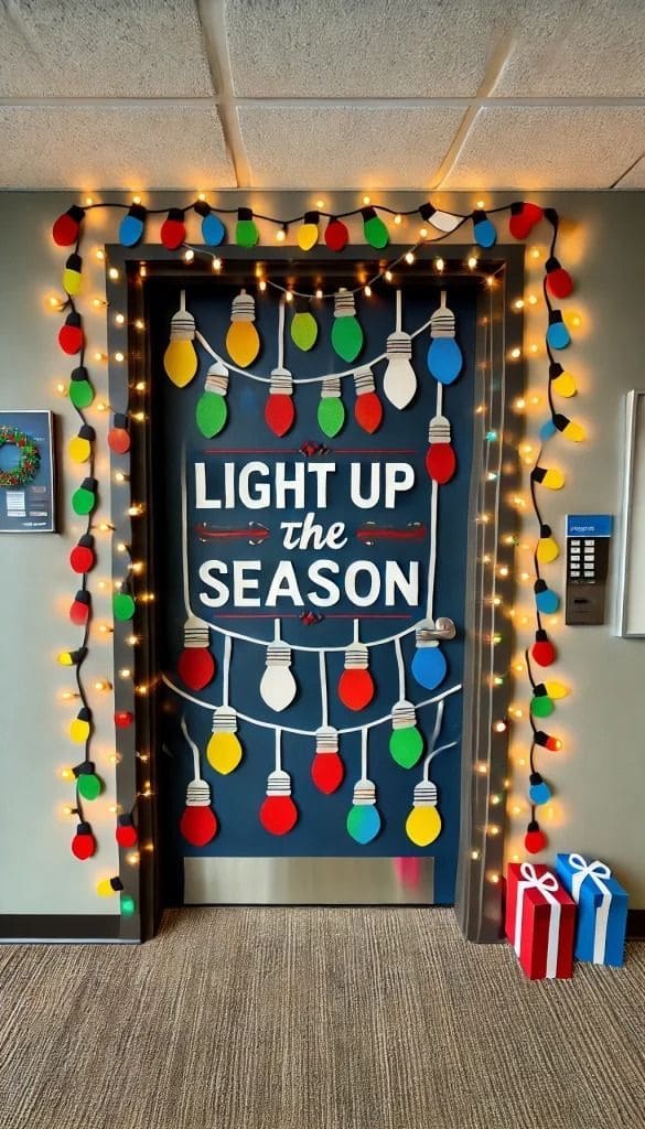 Vibrant Festive Door Light Display