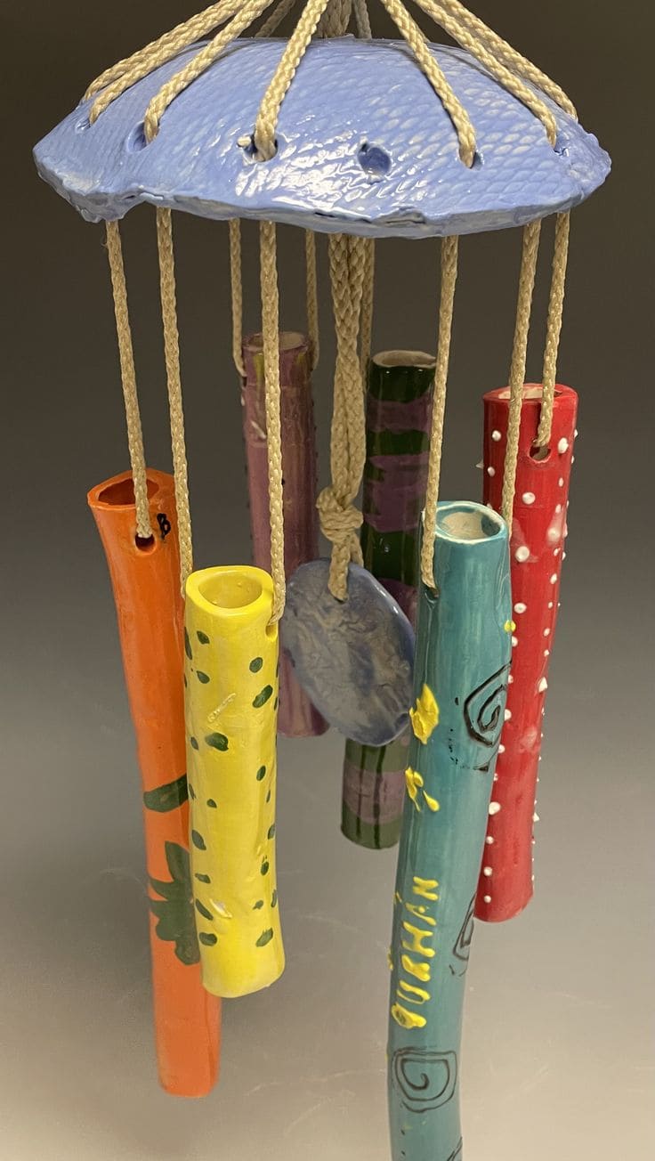 Vibrantly Painted Ceramic Wind Chime