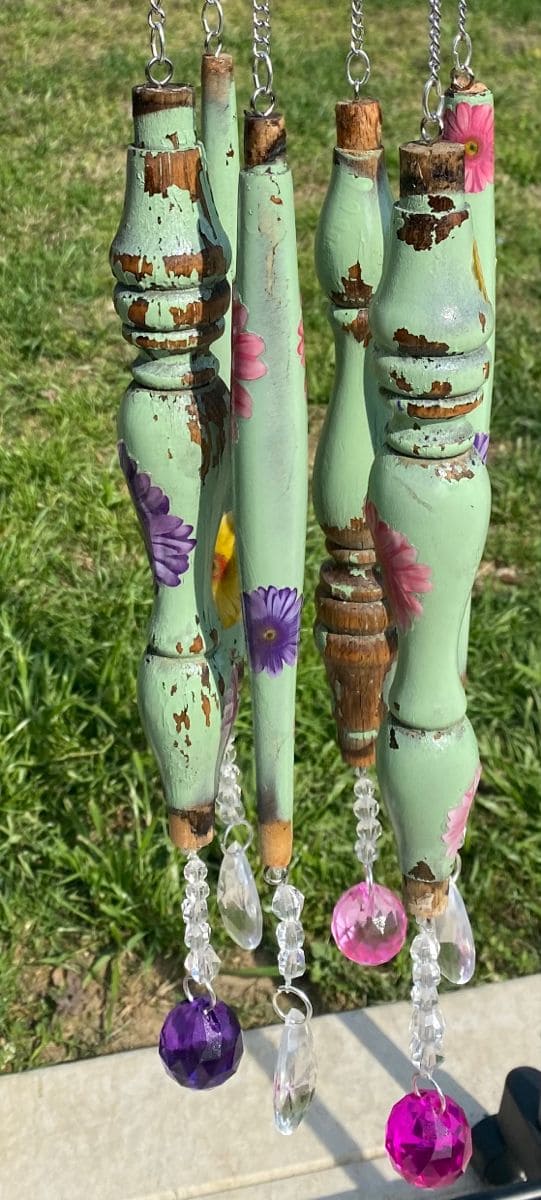 Vintage Painted Spindle Wind Chime