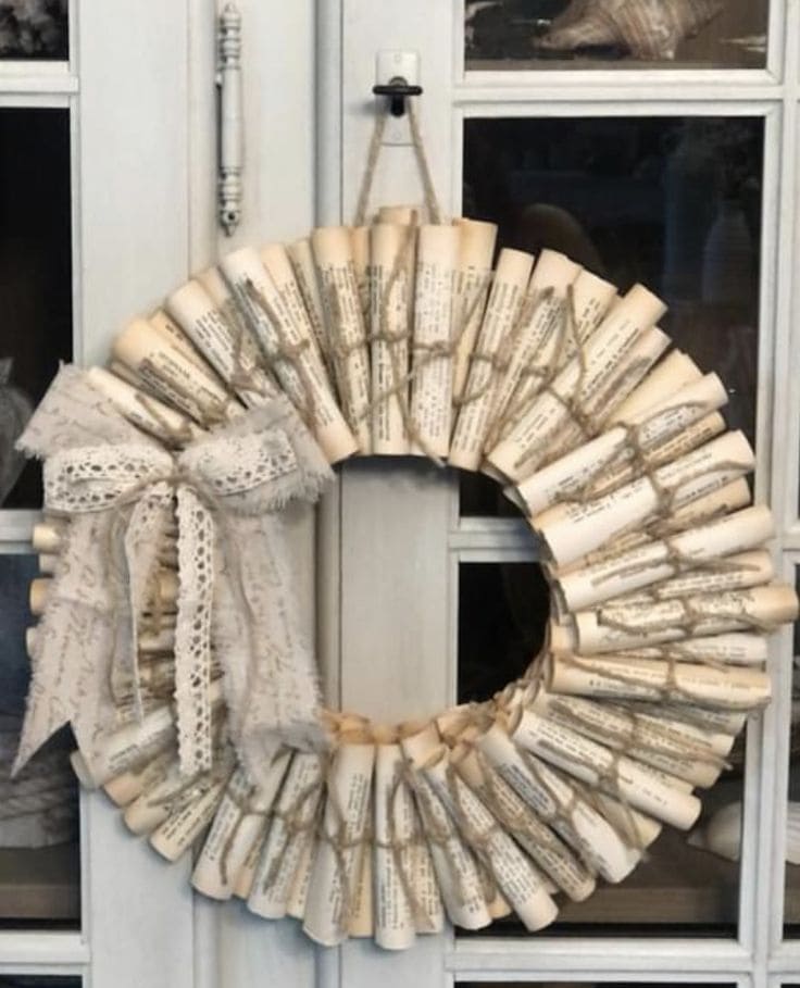 Vintage Paper Scroll Wreath Charm