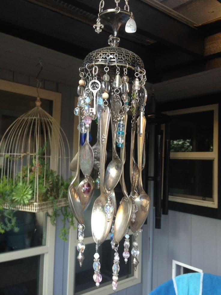 Whimsical Silver Spoon Wind Chime