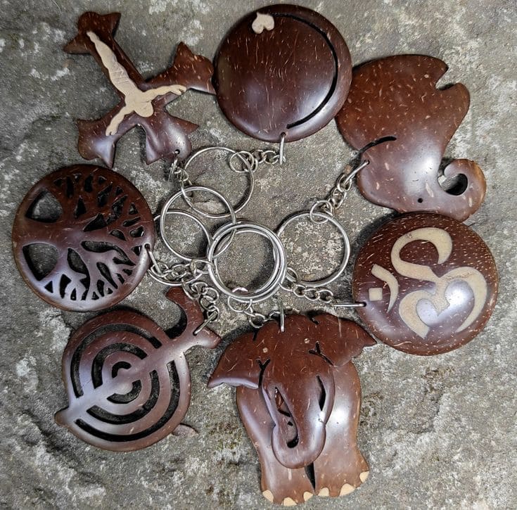 Adorable Coconut Shell Keychains Collection