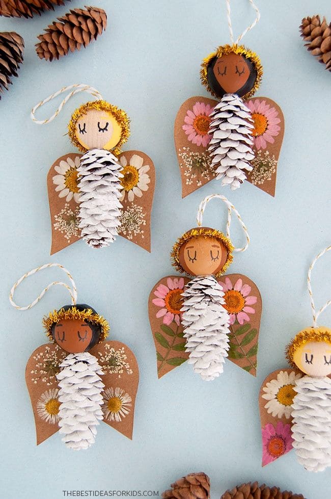 Adorable Pinecone Angel Ornaments