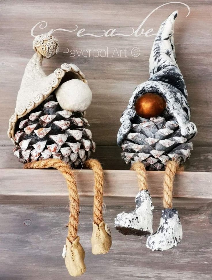 Adorable Pinecone Gnomes for Shelves