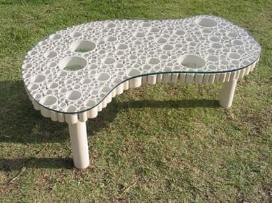 Artistic Recycled Plastic Pipe Coffee Table