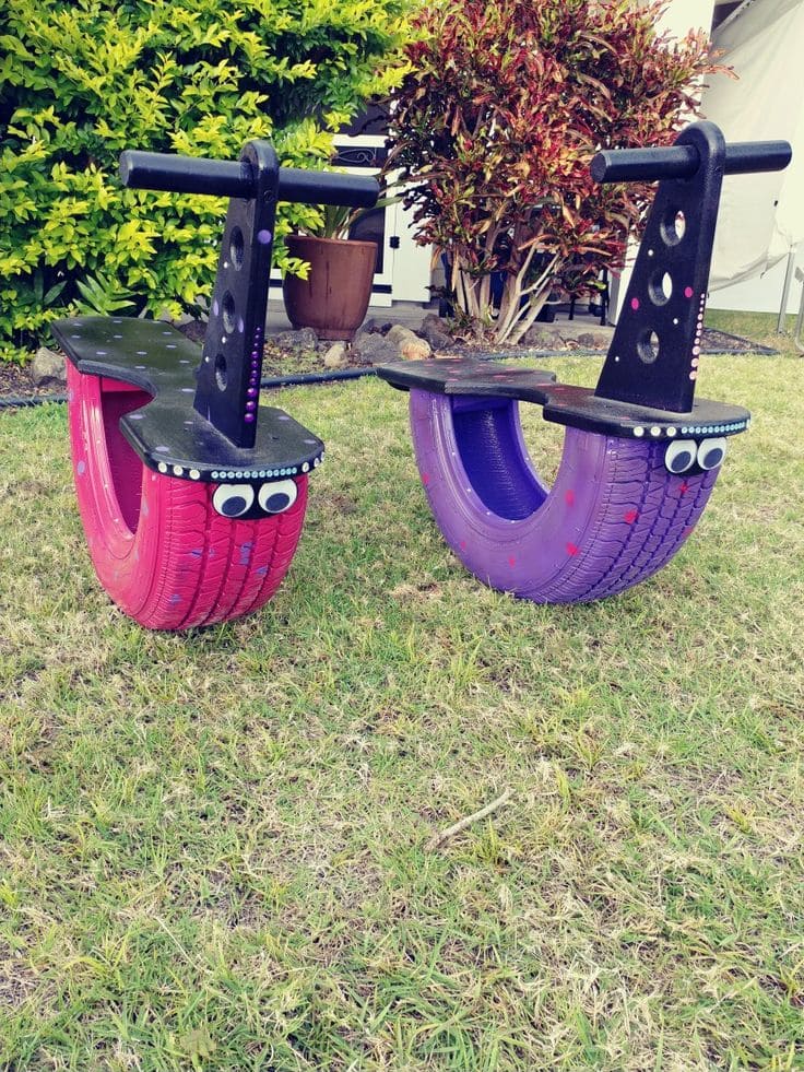 Backyard DIY Tire Seesaw