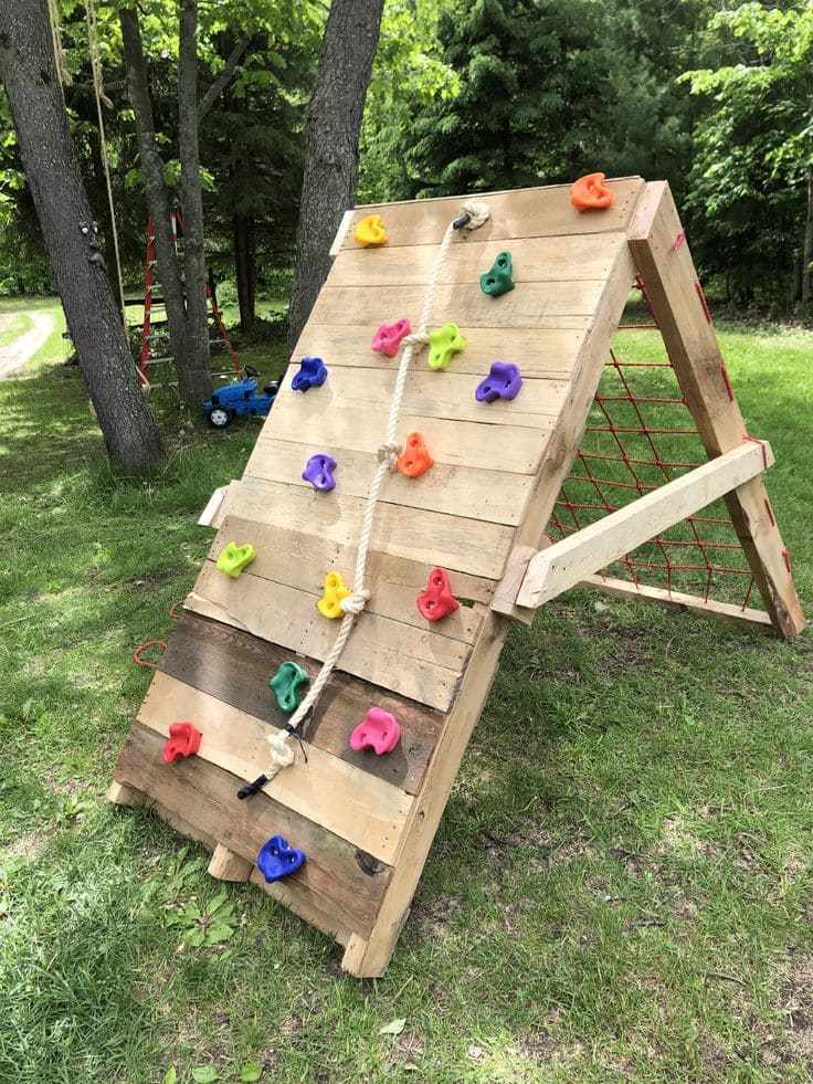 Backyard Pallet Climbing Wall