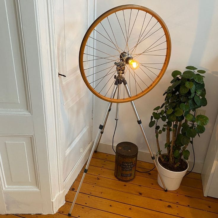 Bicycle Wheel Floor Lamp Design