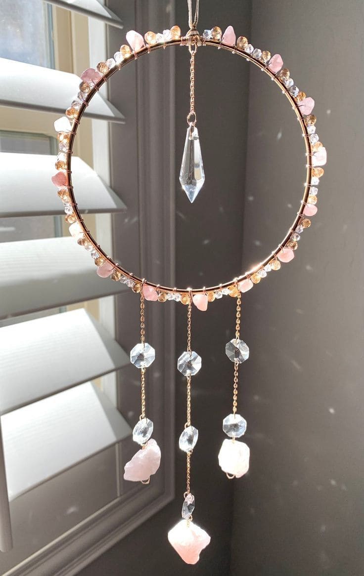 Blush Crystal and Rose Quartz Sun Catcher