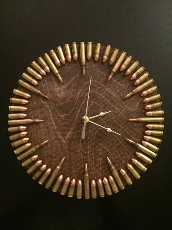 Bold Bullet-Themed Rustic Wall Clock