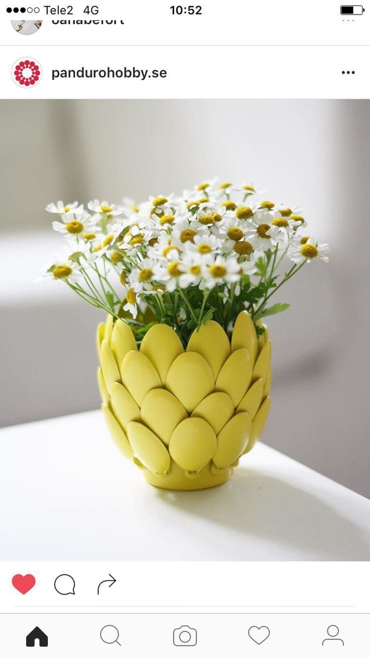 Bright Yellow Plastic Spoon Vase