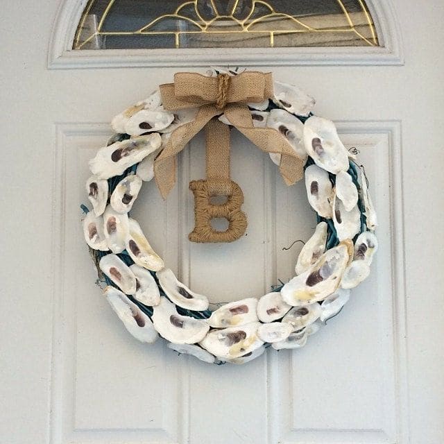 Burlap and Oyster Shell Wreath