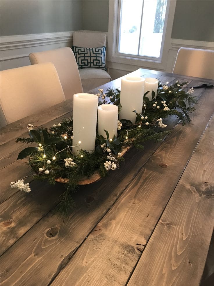 Candlelit Evergreen Christmas Centerpiece