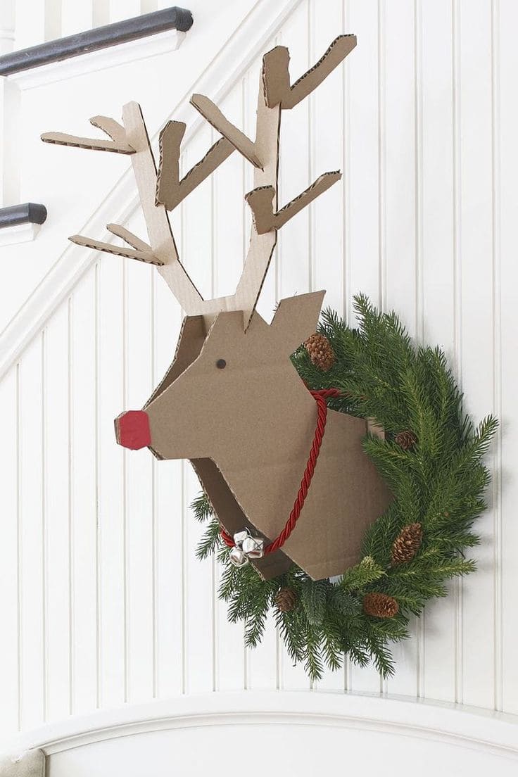 Cardboard Reindeer Wreath Decoration