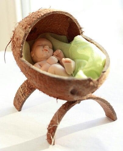 Charming Coconut Shell Baby Cradle