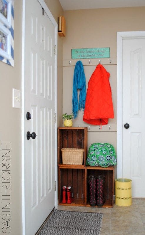 Charming Crate Shelving Entryway Setup