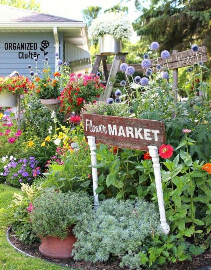 Charming Flower Market Garden Corner Sign