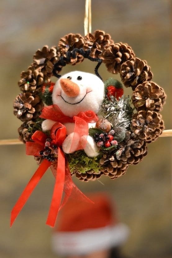 Charming Pinecone Snowman Ornament