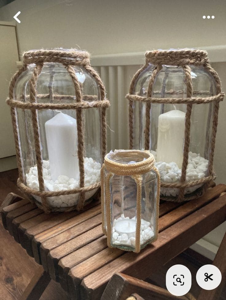 Charming Rope-Wrapped Candle Holders