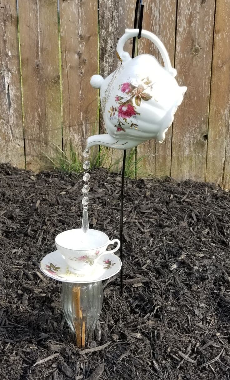 Charming Teapot Fountain Garden Accent