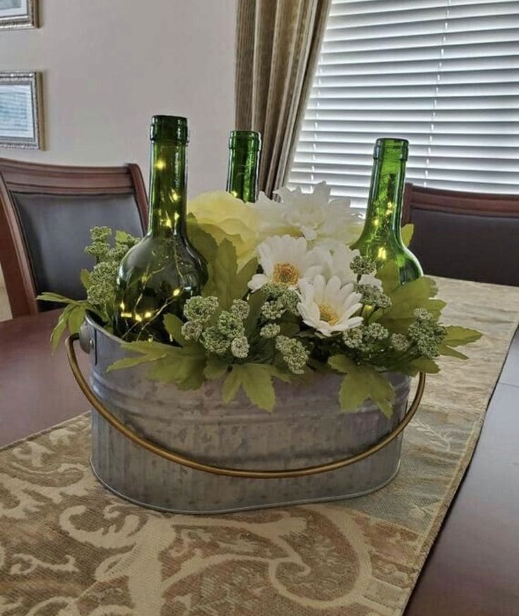 Charming Wine Bottle Floral Centerpiece