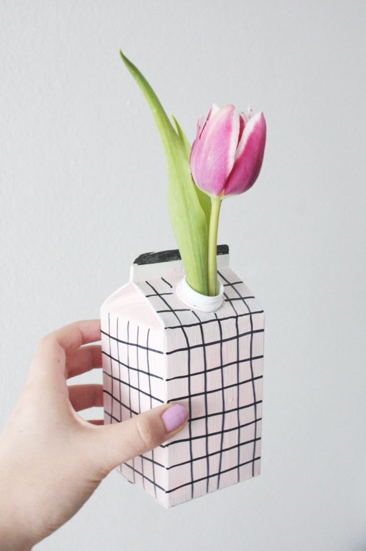 Chic Milk Carton Flower Vase Idea