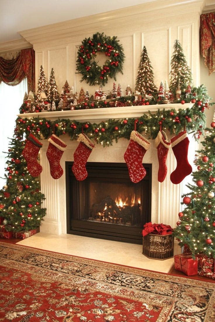 Christmas Mantel with Timeless Elegance