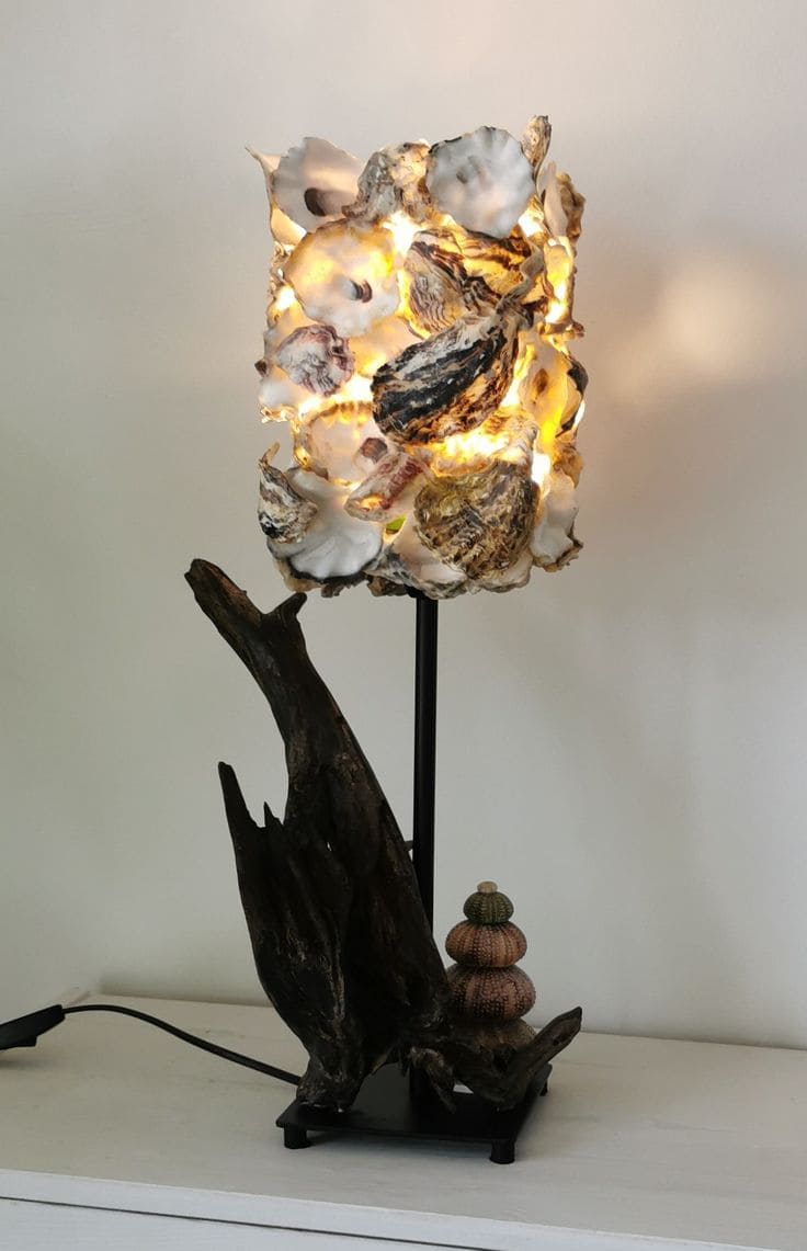 Coastal Oyster Shell Lamp Masterpiece