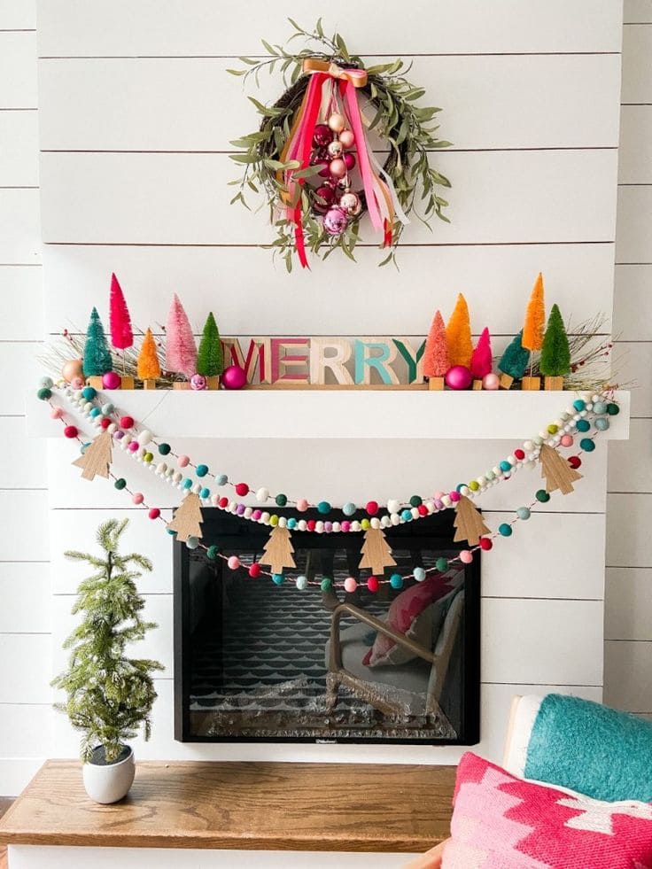 Colorful Christmas Mantel Delight