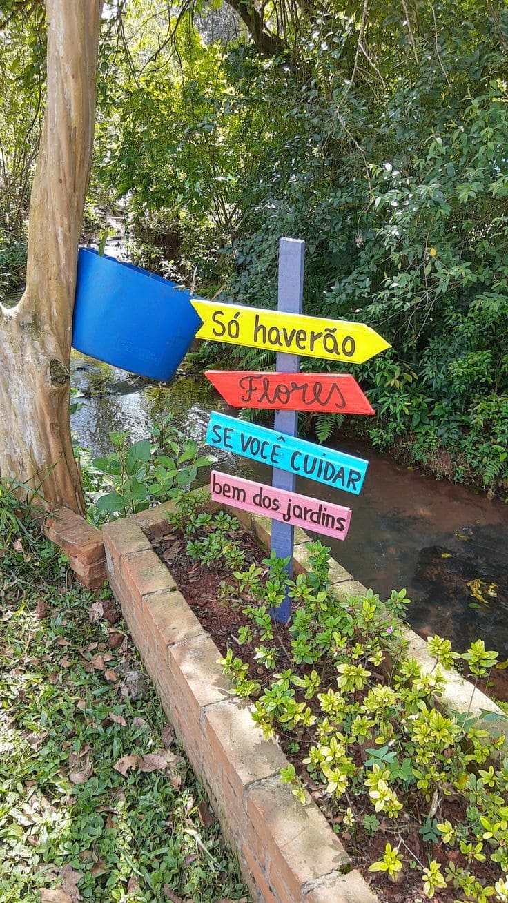 Colorful Directional Garden Inspiration Sign