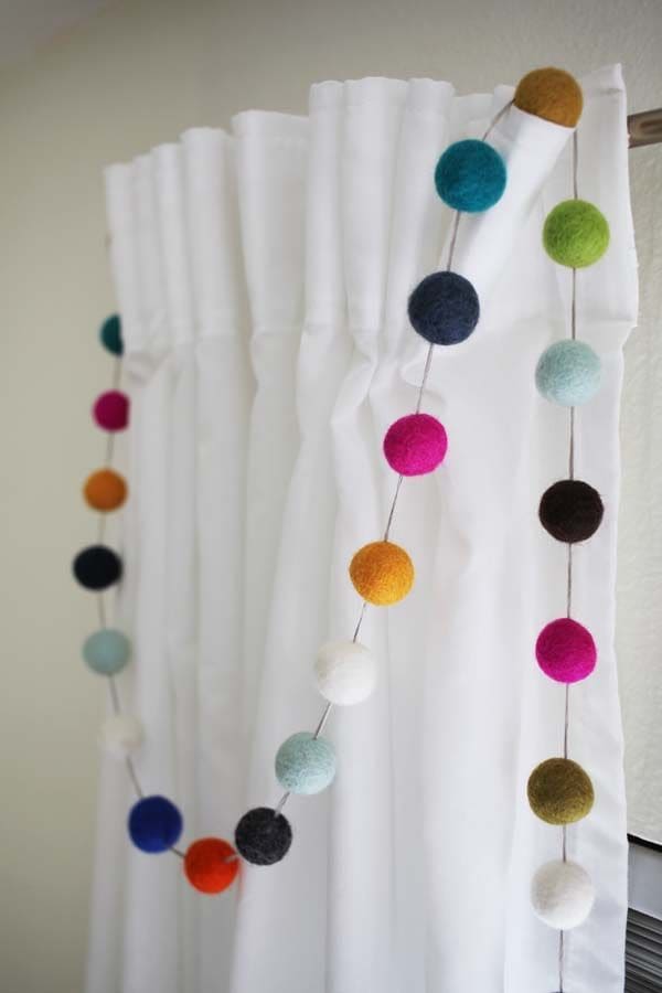 Colorful Felt Ball Garland for Playful Charm