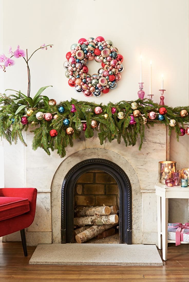 Colorful Ornament Mantel Elegance