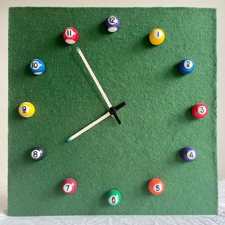 Colorful Pool Ball Wall Clock Design