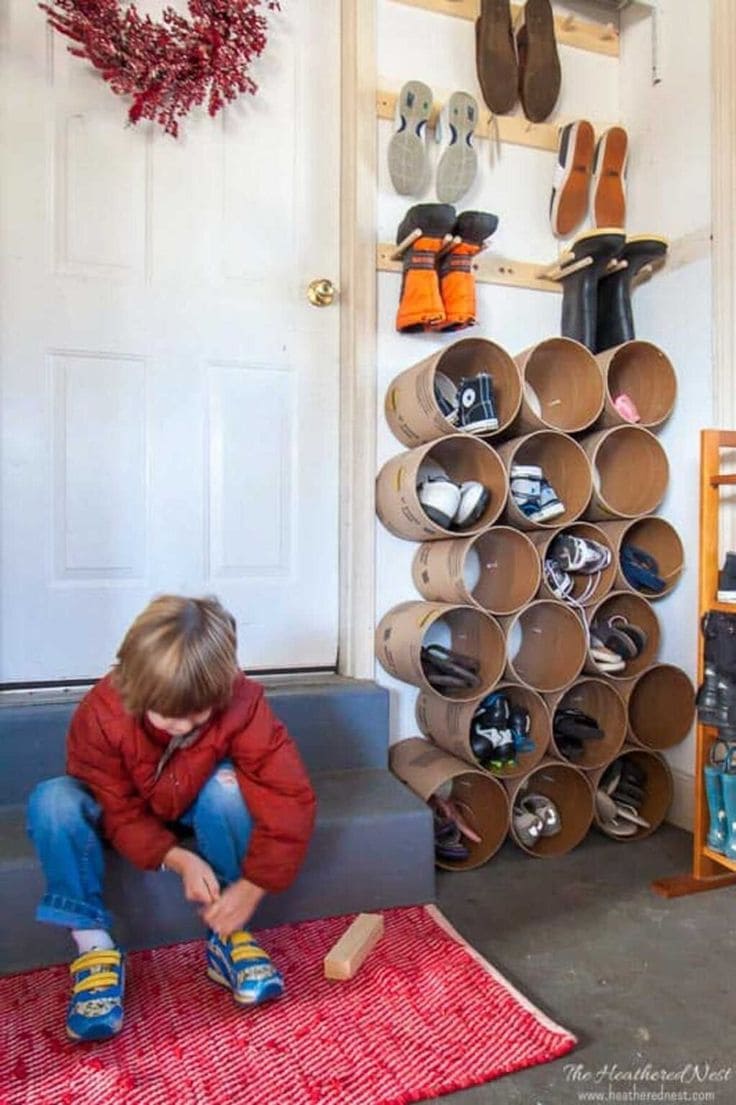 Compact DIY Tube Shoe Organizer