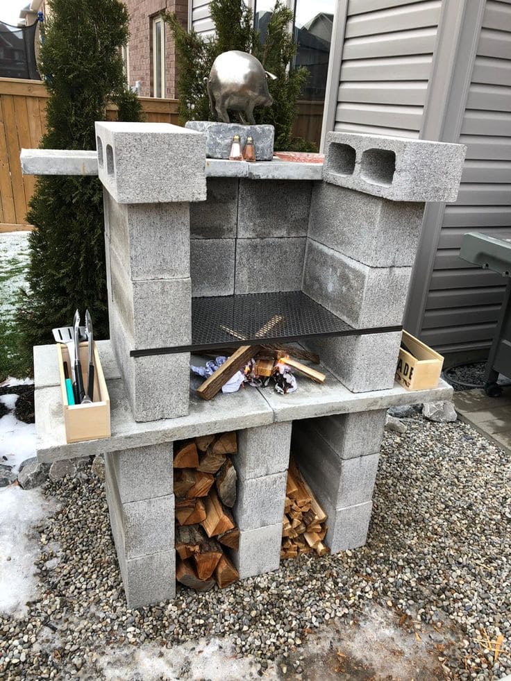 Compact and Durable Brick Barbecue Station