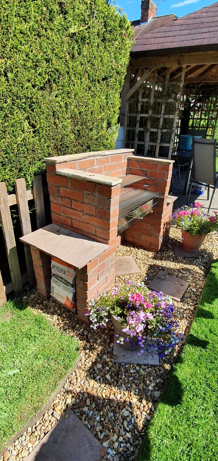 Cozy Brick BBQ with Floral Charm