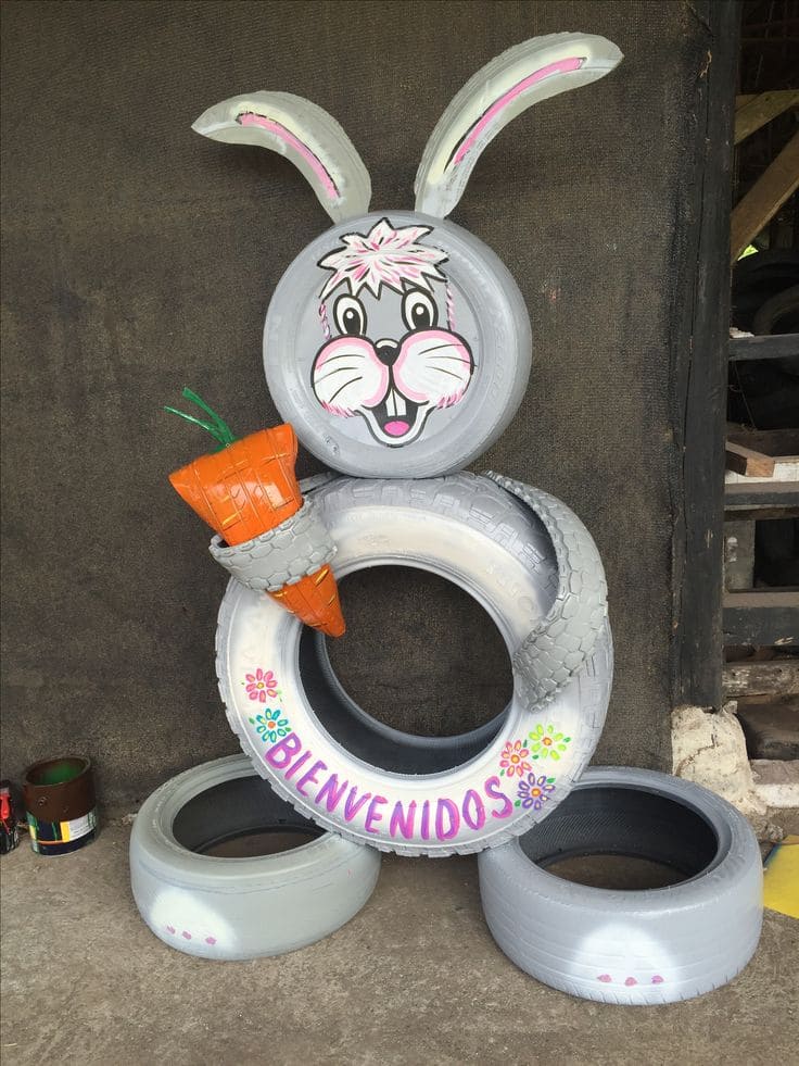 Creative Bunny Welcome Tire Design