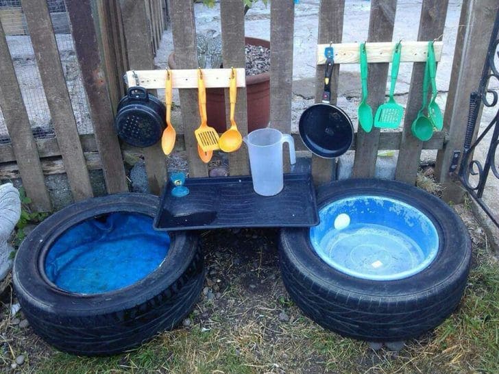 Creative Outdoor Tire Kitchen Station