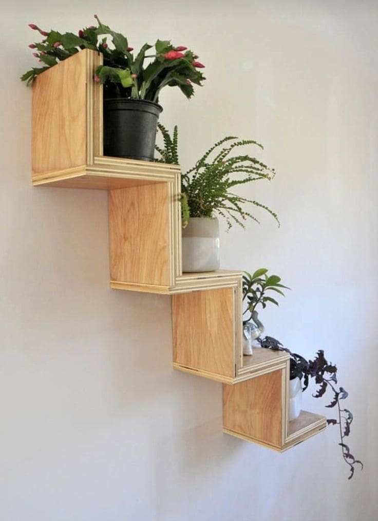 Creative Zigzag Floating Plant Shelf