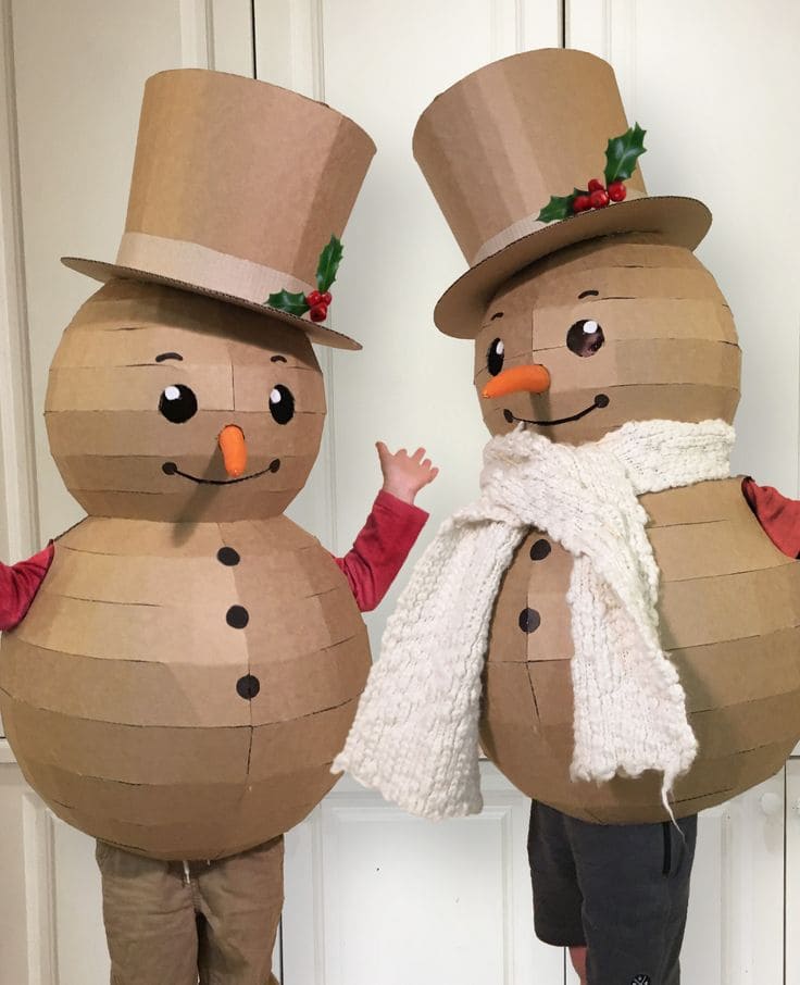 DIY Cardboard Snowman Costumes