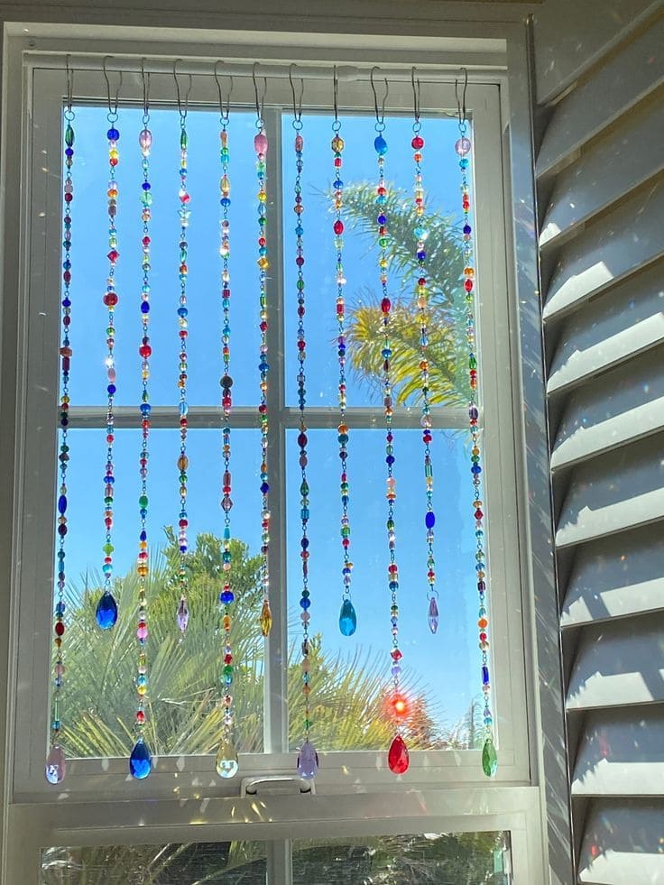 Dazzling Beaded Sun Catcher Window Curtain