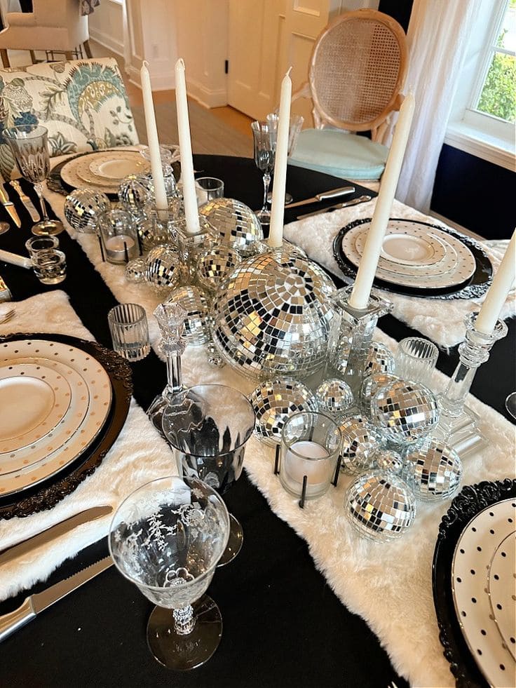 Disco-Inspired New Year Table Setting