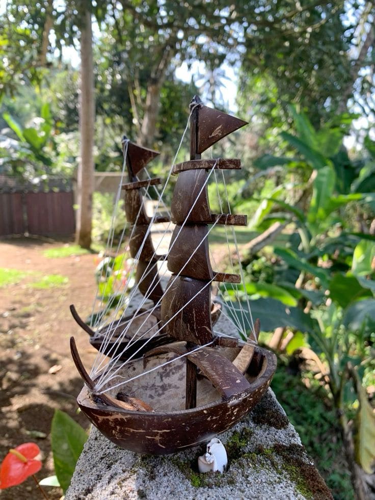 Eco-Friendly Coconut Shell Miniature Ships