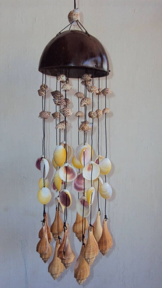 Elegant Coconut Shell Wind Chime Design