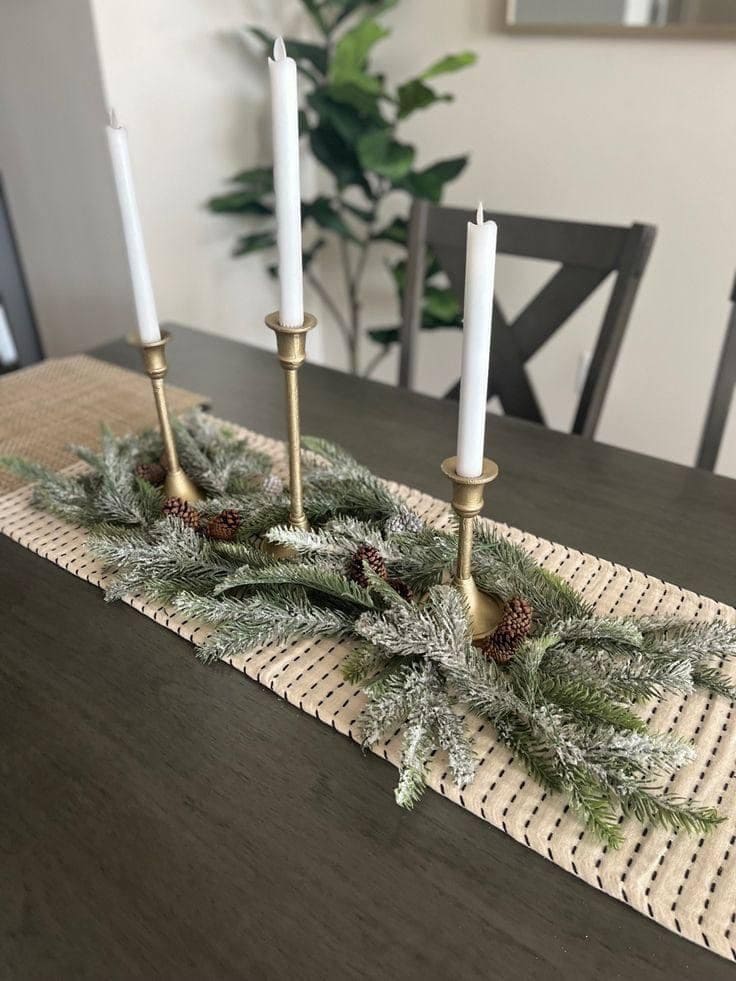 Elegant Frosted Evergreen Candle Centerpiece