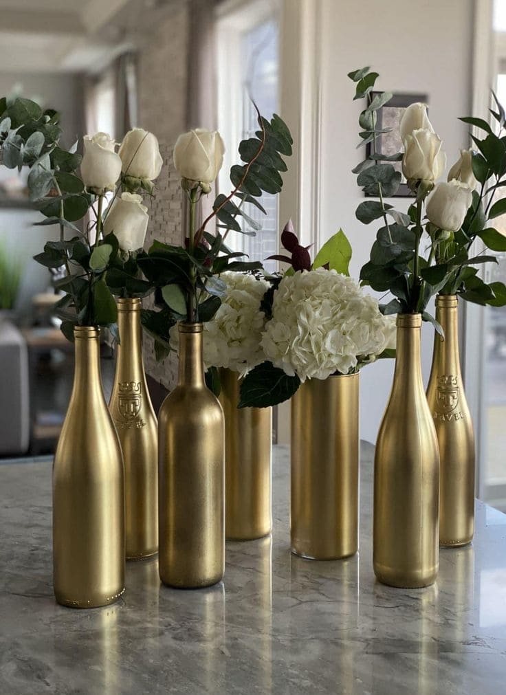 Elegant Gold Bottle Centerpiece Magic