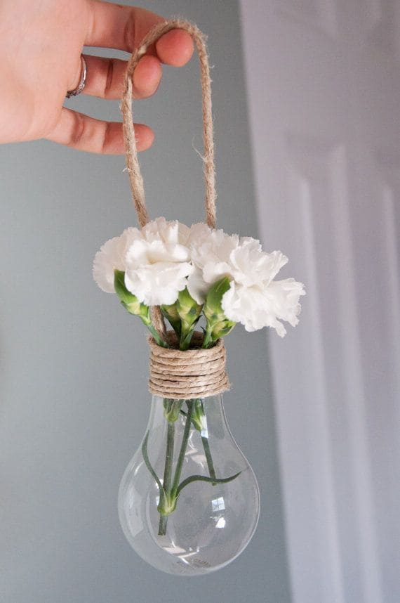 Elegant Hanging Lightbulb Rope Vase